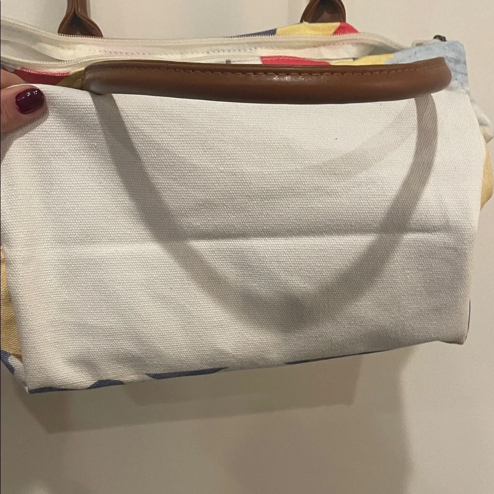 Dog Beach Tote Bag with Brown Handles